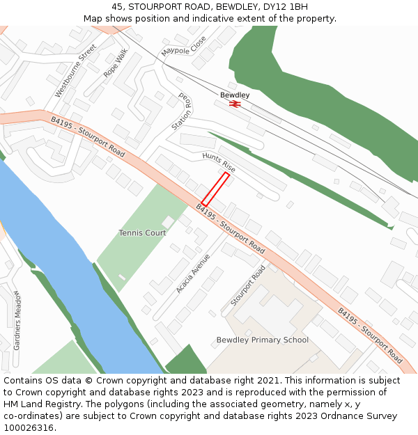 45, STOURPORT ROAD, BEWDLEY, DY12 1BH: Location map and indicative extent of plot