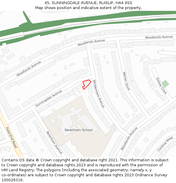 45, SUNNINGDALE AVENUE, RUISLIP, HA4 9SS: Location map and indicative extent of plot