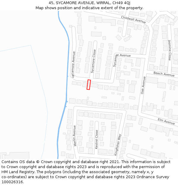 45, SYCAMORE AVENUE, WIRRAL, CH49 4QJ: Location map and indicative extent of plot