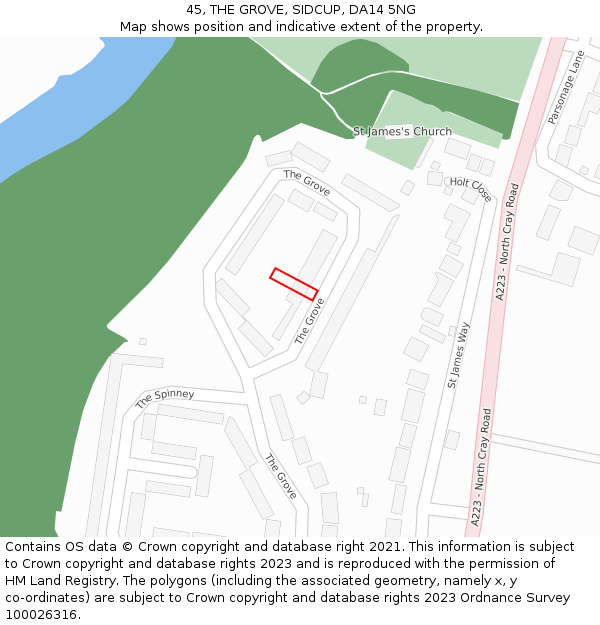 45, THE GROVE, SIDCUP, DA14 5NG: Location map and indicative extent of plot