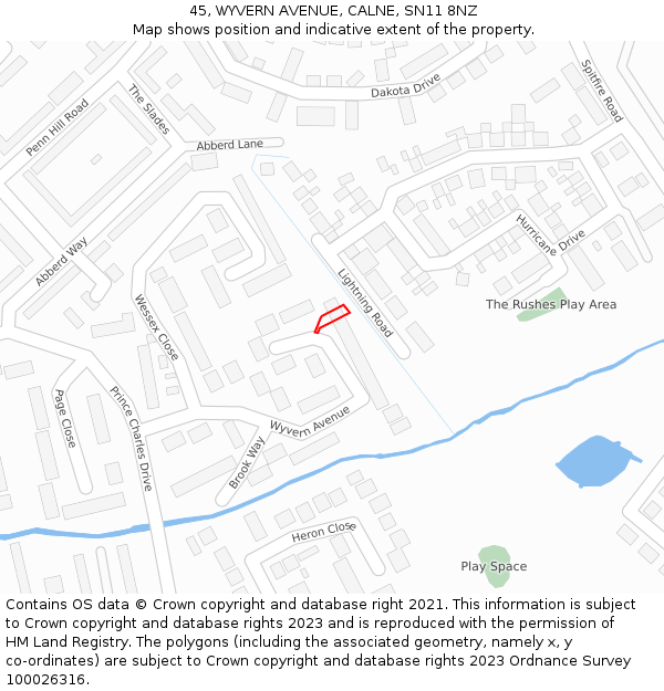 45, WYVERN AVENUE, CALNE, SN11 8NZ: Location map and indicative extent of plot