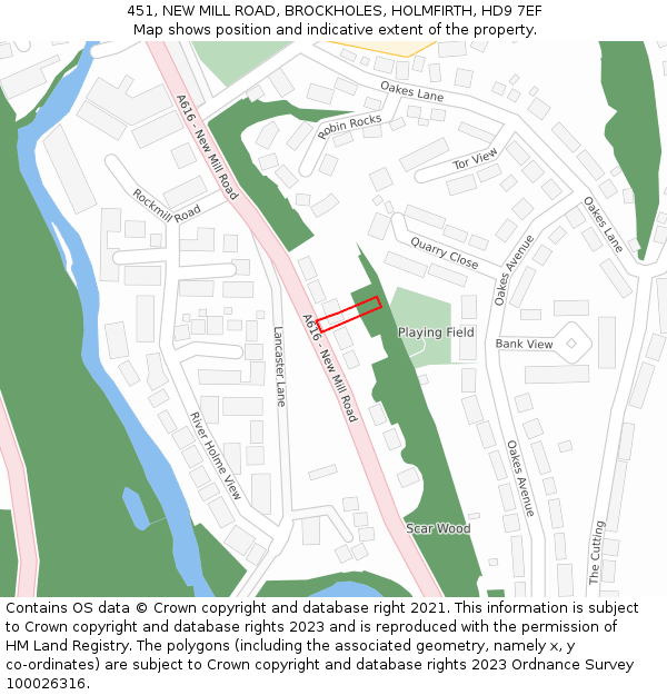 451, NEW MILL ROAD, BROCKHOLES, HOLMFIRTH, HD9 7EF: Location map and indicative extent of plot