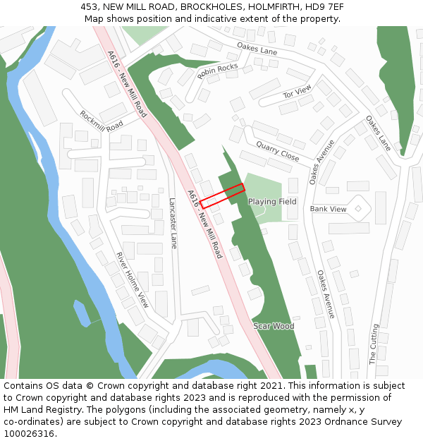 453, NEW MILL ROAD, BROCKHOLES, HOLMFIRTH, HD9 7EF: Location map and indicative extent of plot