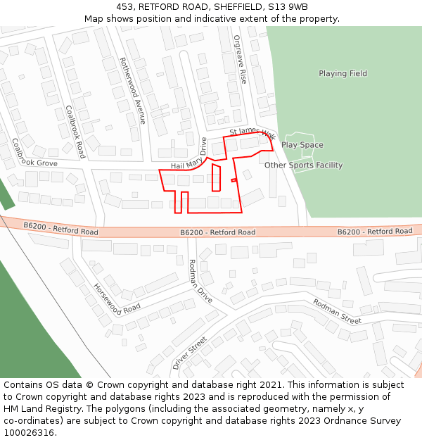 453, RETFORD ROAD, SHEFFIELD, S13 9WB: Location map and indicative extent of plot