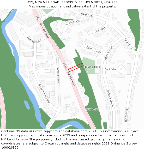 455, NEW MILL ROAD, BROCKHOLES, HOLMFIRTH, HD9 7EF: Location map and indicative extent of plot