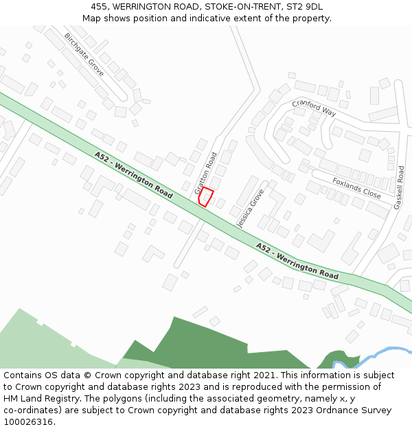 455, WERRINGTON ROAD, STOKE-ON-TRENT, ST2 9DL: Location map and indicative extent of plot