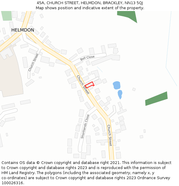 45A, CHURCH STREET, HELMDON, BRACKLEY, NN13 5QJ: Location map and indicative extent of plot