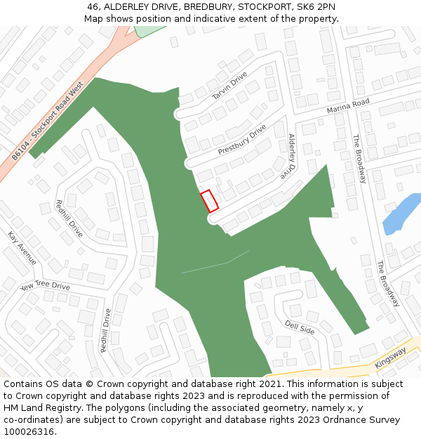 46, ALDERLEY DRIVE, BREDBURY, STOCKPORT, SK6 2PN: Location map and indicative extent of plot