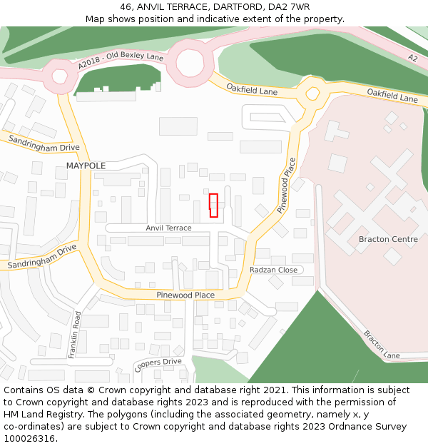 46, ANVIL TERRACE, DARTFORD, DA2 7WR: Location map and indicative extent of plot