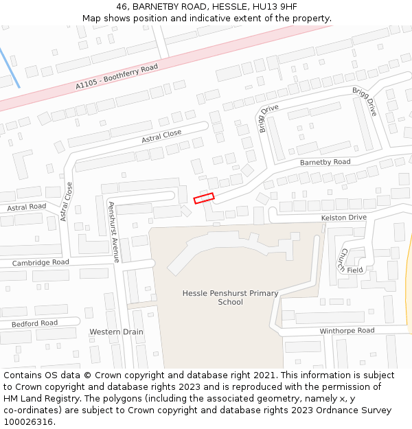 46, BARNETBY ROAD, HESSLE, HU13 9HF: Location map and indicative extent of plot