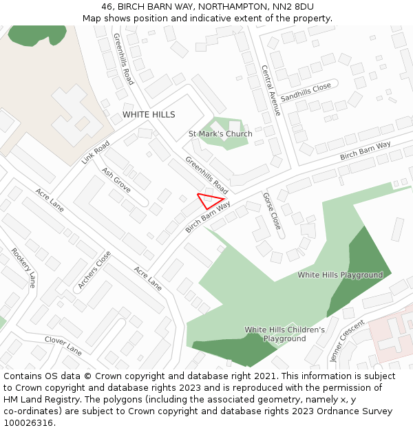 46, BIRCH BARN WAY, NORTHAMPTON, NN2 8DU: Location map and indicative extent of plot