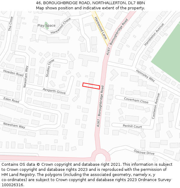 46, BOROUGHBRIDGE ROAD, NORTHALLERTON, DL7 8BN: Location map and indicative extent of plot