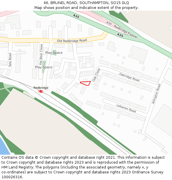 46, BRUNEL ROAD, SOUTHAMPTON, SO15 0LQ: Location map and indicative extent of plot