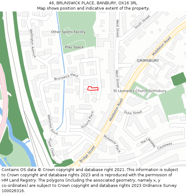 46, BRUNSWICK PLACE, BANBURY, OX16 3RL: Location map and indicative extent of plot
