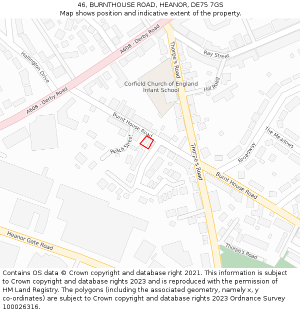 46, BURNTHOUSE ROAD, HEANOR, DE75 7GS: Location map and indicative extent of plot