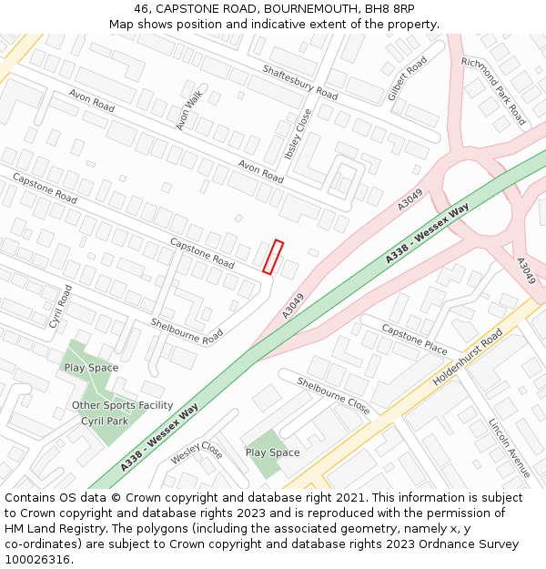 46, CAPSTONE ROAD, BOURNEMOUTH, BH8 8RP: Location map and indicative extent of plot