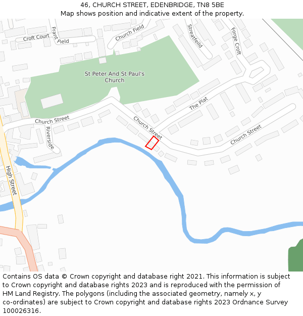 46, CHURCH STREET, EDENBRIDGE, TN8 5BE: Location map and indicative extent of plot