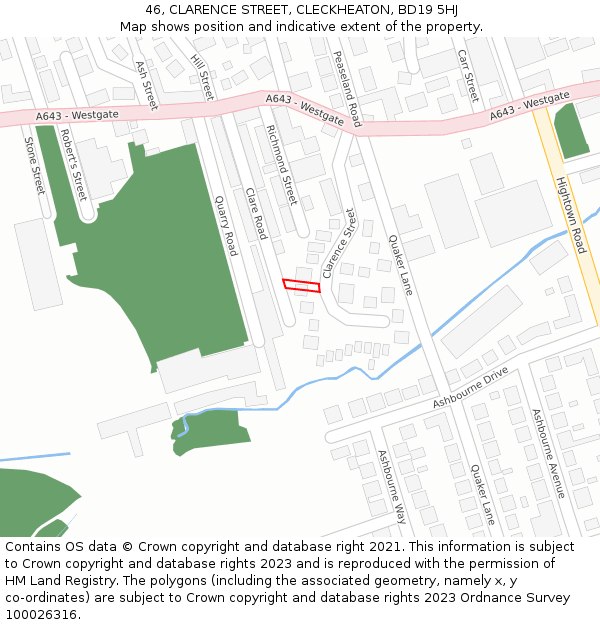 46, CLARENCE STREET, CLECKHEATON, BD19 5HJ: Location map and indicative extent of plot