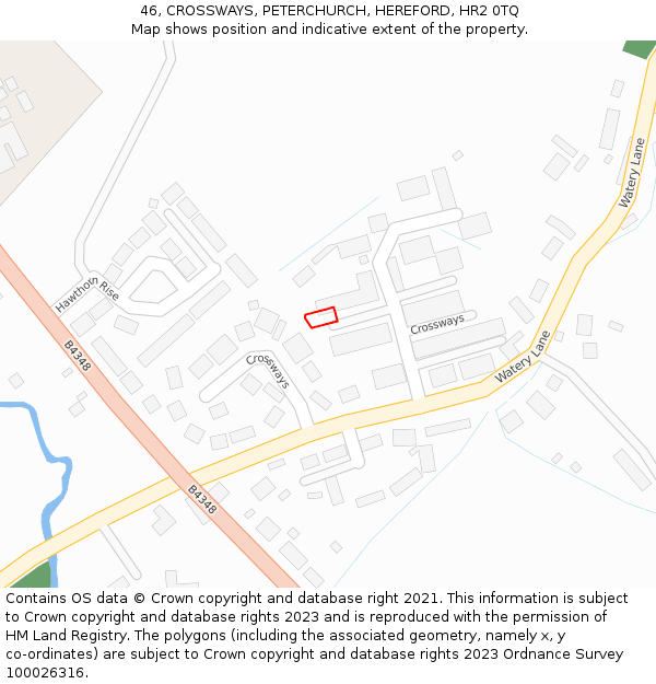 46, CROSSWAYS, PETERCHURCH, HEREFORD, HR2 0TQ: Location map and indicative extent of plot
