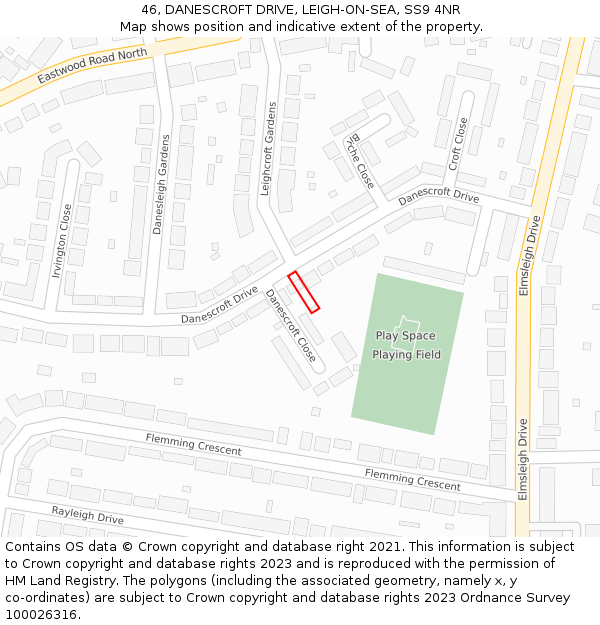 46, DANESCROFT DRIVE, LEIGH-ON-SEA, SS9 4NR: Location map and indicative extent of plot