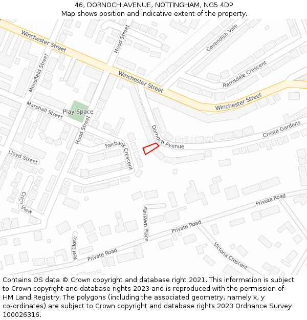 46, DORNOCH AVENUE, NOTTINGHAM, NG5 4DP: Location map and indicative extent of plot