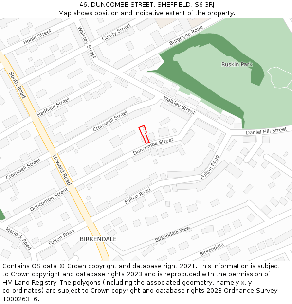 46, DUNCOMBE STREET, SHEFFIELD, S6 3RJ: Location map and indicative extent of plot