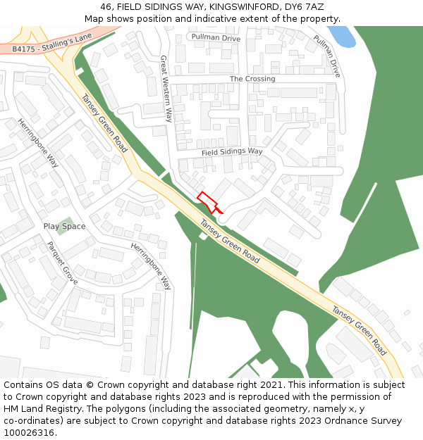 46, FIELD SIDINGS WAY, KINGSWINFORD, DY6 7AZ: Location map and indicative extent of plot