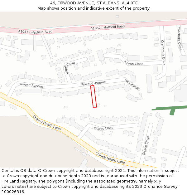 46, FIRWOOD AVENUE, ST ALBANS, AL4 0TE: Location map and indicative extent of plot