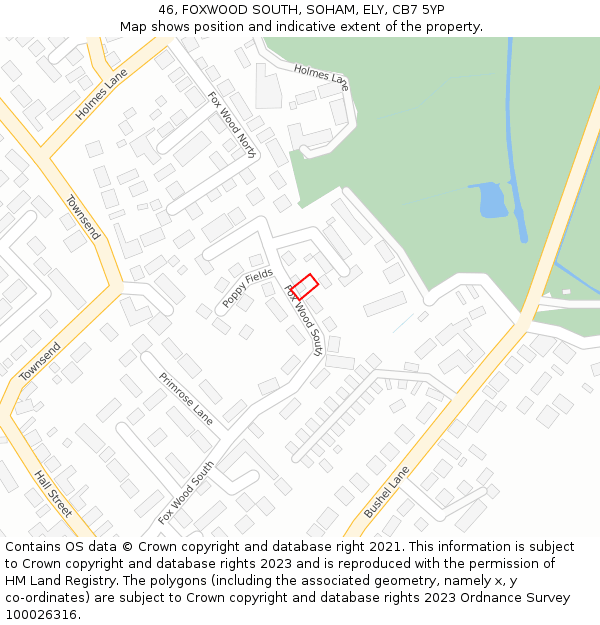 46, FOXWOOD SOUTH, SOHAM, ELY, CB7 5YP: Location map and indicative extent of plot