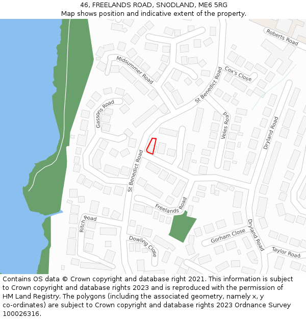 46, FREELANDS ROAD, SNODLAND, ME6 5RG: Location map and indicative extent of plot