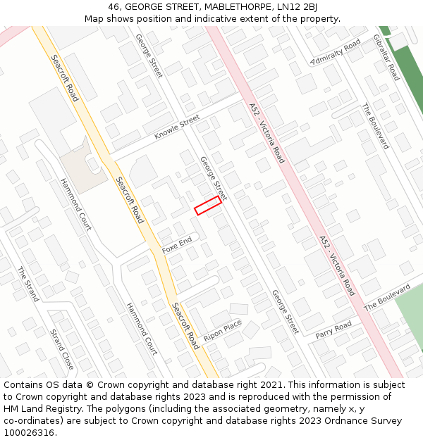 46, GEORGE STREET, MABLETHORPE, LN12 2BJ: Location map and indicative extent of plot