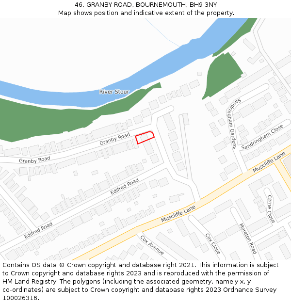 46, GRANBY ROAD, BOURNEMOUTH, BH9 3NY: Location map and indicative extent of plot