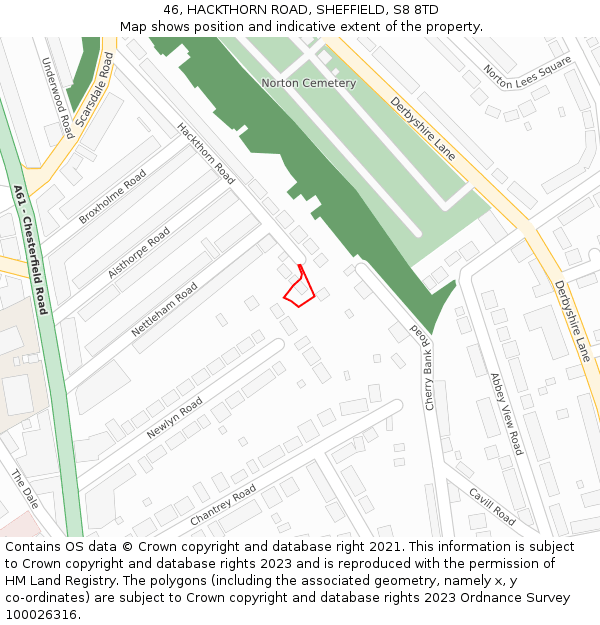 46, HACKTHORN ROAD, SHEFFIELD, S8 8TD: Location map and indicative extent of plot