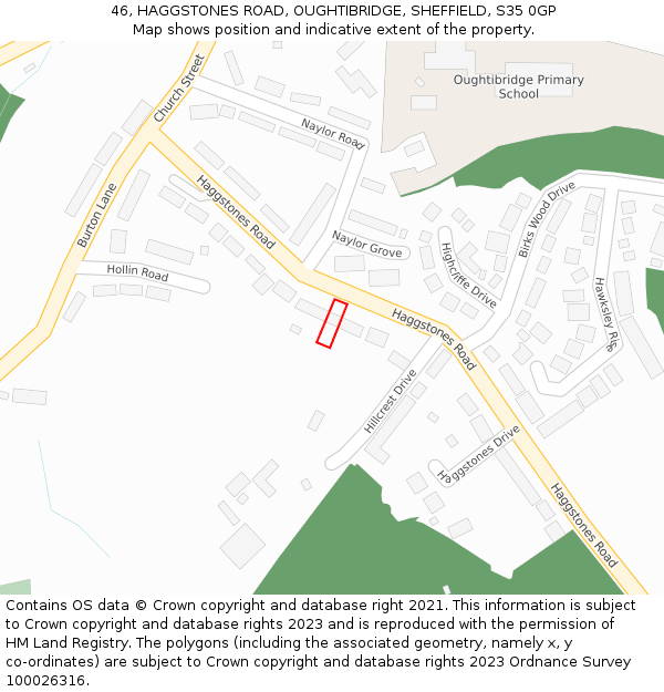 46, HAGGSTONES ROAD, OUGHTIBRIDGE, SHEFFIELD, S35 0GP: Location map and indicative extent of plot