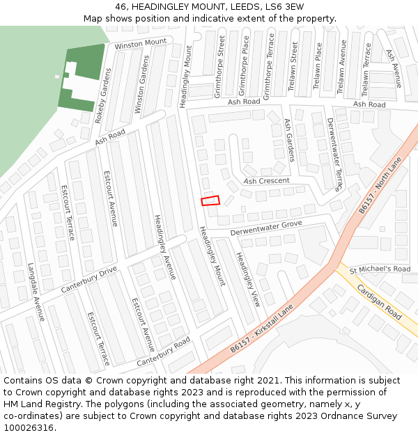 46, HEADINGLEY MOUNT, LEEDS, LS6 3EW: Location map and indicative extent of plot