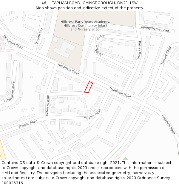 46, HEAPHAM ROAD, GAINSBOROUGH, DN21 1SW: Location map and indicative extent of plot