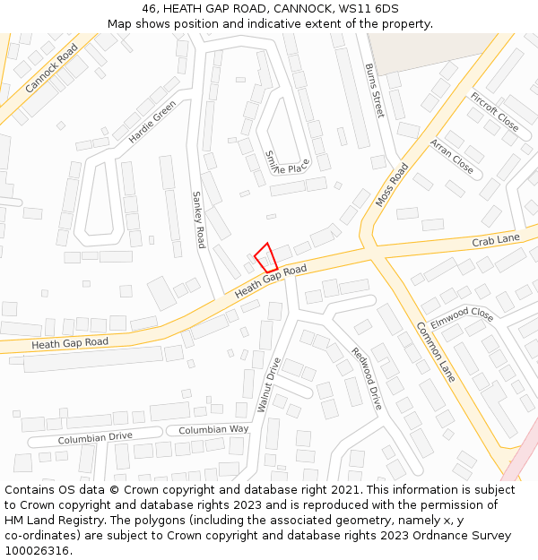 46, HEATH GAP ROAD, CANNOCK, WS11 6DS: Location map and indicative extent of plot
