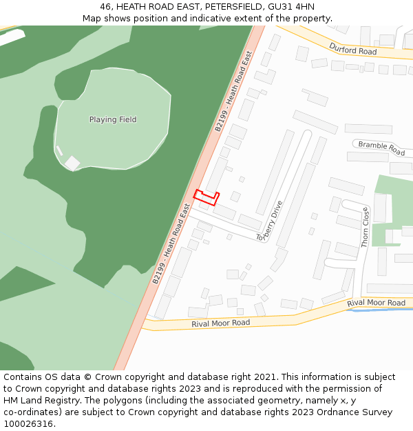 46, HEATH ROAD EAST, PETERSFIELD, GU31 4HN: Location map and indicative extent of plot