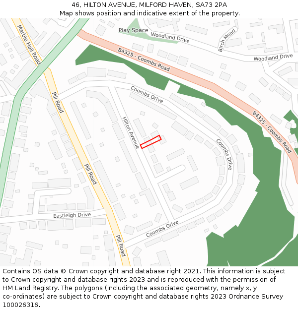 46, HILTON AVENUE, MILFORD HAVEN, SA73 2PA: Location map and indicative extent of plot