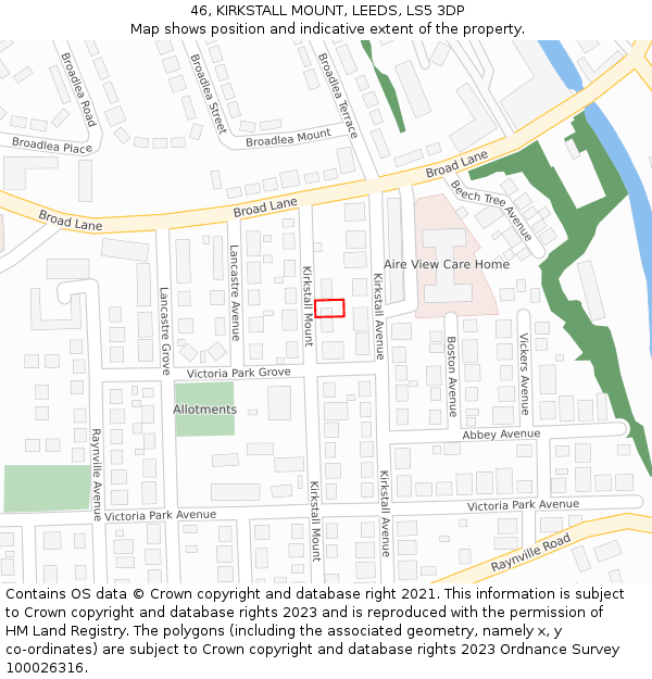 46, KIRKSTALL MOUNT, LEEDS, LS5 3DP: Location map and indicative extent of plot