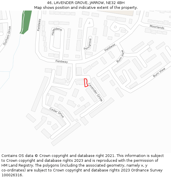 46, LAVENDER GROVE, JARROW, NE32 4BH: Location map and indicative extent of plot