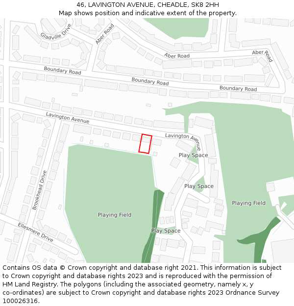 46, LAVINGTON AVENUE, CHEADLE, SK8 2HH: Location map and indicative extent of plot