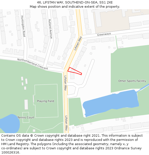 46, LIFSTAN WAY, SOUTHEND-ON-SEA, SS1 2XE: Location map and indicative extent of plot
