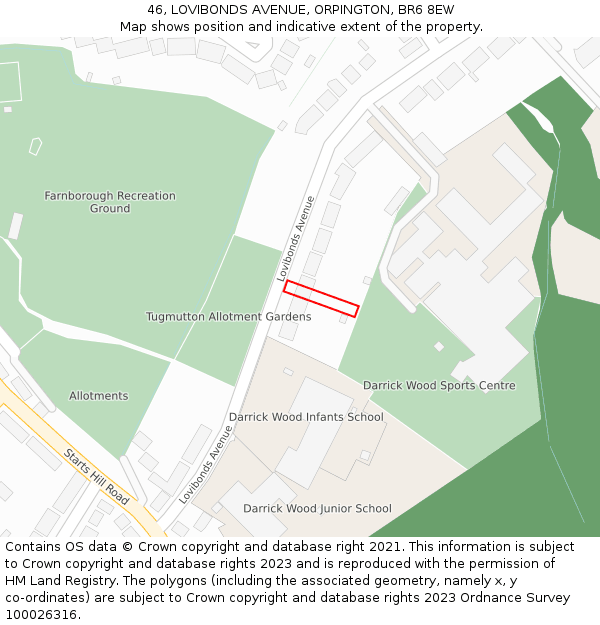 46, LOVIBONDS AVENUE, ORPINGTON, BR6 8EW: Location map and indicative extent of plot