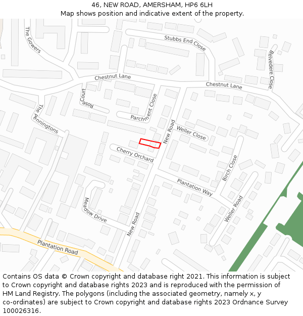 46, NEW ROAD, AMERSHAM, HP6 6LH: Location map and indicative extent of plot