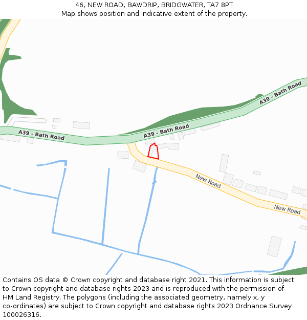 46, NEW ROAD, BAWDRIP, BRIDGWATER, TA7 8PT: Location map and indicative extent of plot