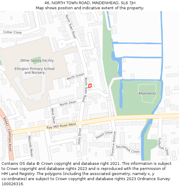 46, NORTH TOWN ROAD, MAIDENHEAD, SL6 7JH: Location map and indicative extent of plot