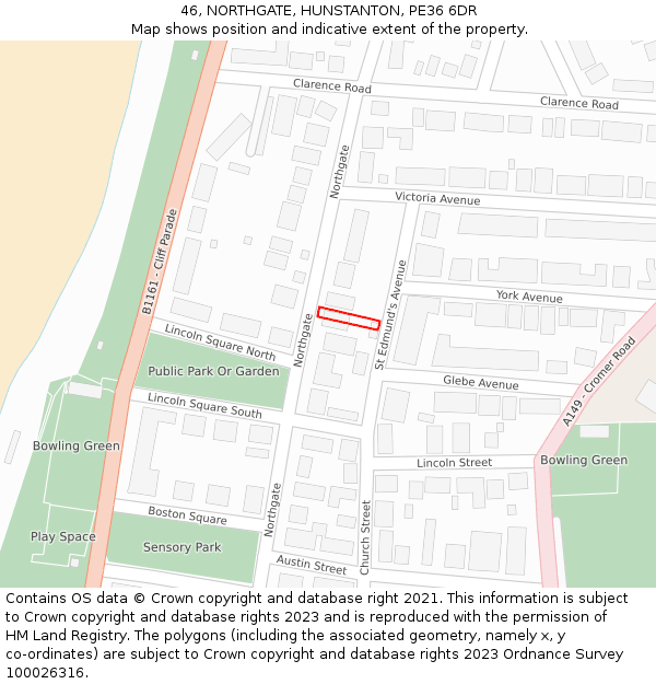 46, NORTHGATE, HUNSTANTON, PE36 6DR: Location map and indicative extent of plot