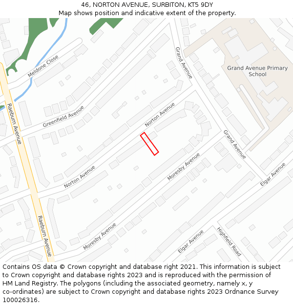 46, NORTON AVENUE, SURBITON, KT5 9DY: Location map and indicative extent of plot