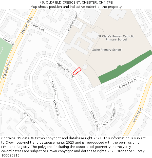 46, OLDFIELD CRESCENT, CHESTER, CH4 7PE: Location map and indicative extent of plot